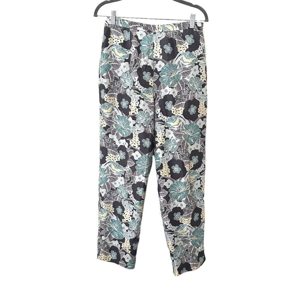 ADRIANNA PAPELL‎ Floral Silk Ankle Pants Sz 10